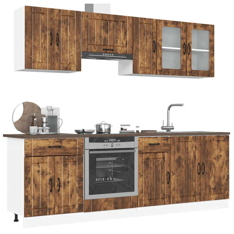 vidaXL 8 Piece Kitchen Cabinet Set Lucca Smoked Oak Engineered Wood