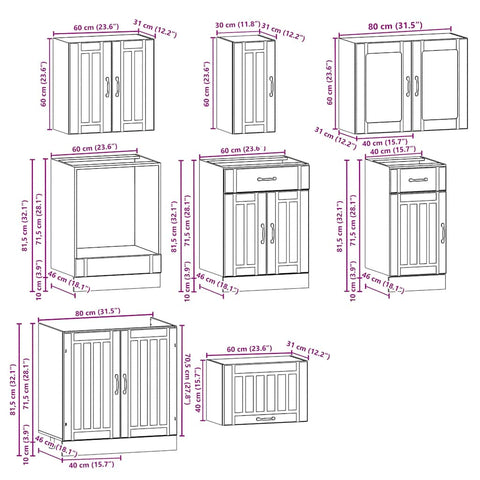 vidaXL 8 Piece Kitchen Cabinet Set Kalmar Grey Sonoma Engineered Wood