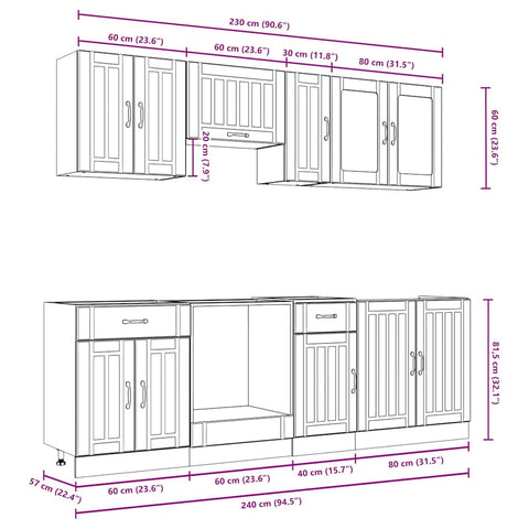 vidaXL 8 Piece Kitchen Cabinet Set Kalmar Grey Sonoma Engineered Wood