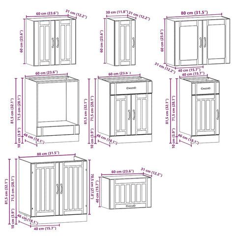 vidaXL 8 Piece Kitchen Cabinet Set Kalmar Artisan Oak Engineered Wood