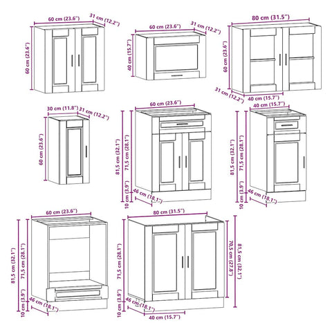 vidaXL 8 Piece Kitchen Cabinet Set Porto White Engineered Wood