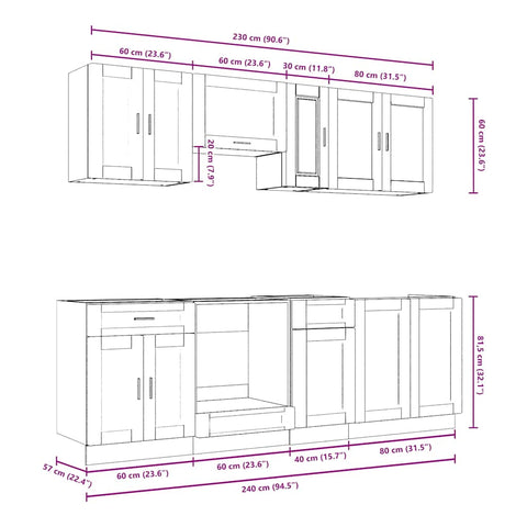 vidaXL 8 Piece Kitchen Cabinet Set Porto White Engineered Wood