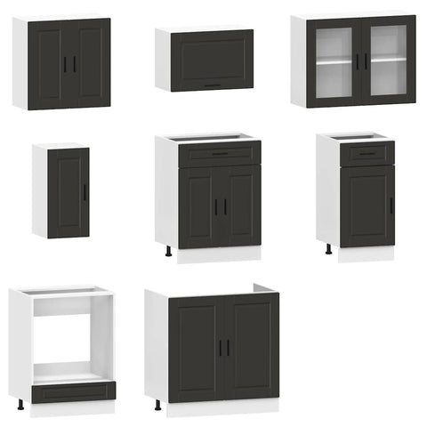 vidaXL 8 Piece Kitchen Cabinet Set Porto Black Engineered Wood