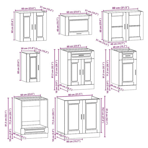vidaXL 8 Piece Kitchen Cabinet Set Kalmar High Gloss White Engineered Wood