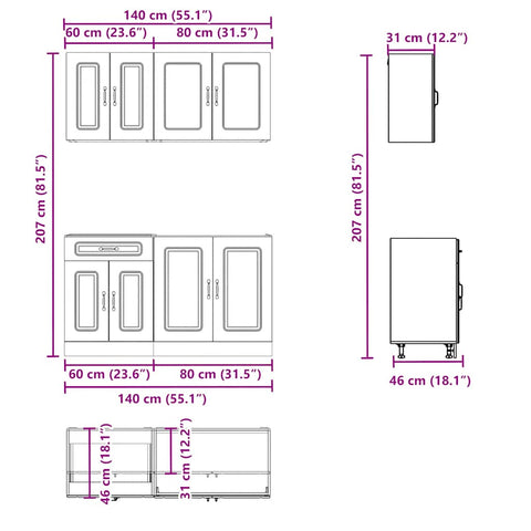 vidaXL 4 Piece Kitchen Cabinet Set Kalmar White Engineered Wood