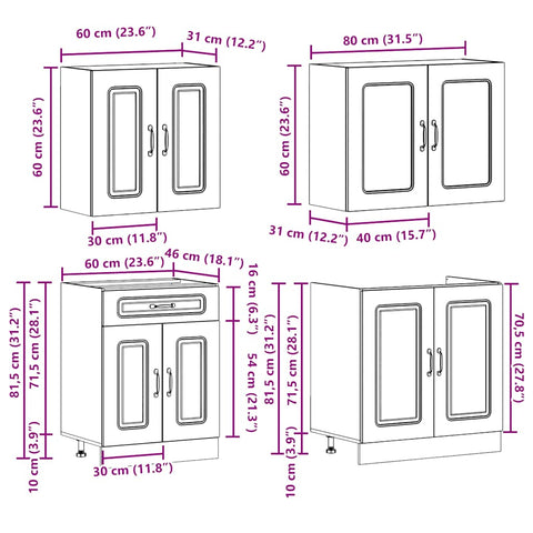 vidaXL 4 Piece Kitchen Cabinet Set Kalmar White Engineered Wood