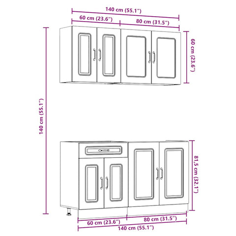 vidaXL 4 Piece Kitchen Cabinet Set Kalmar White Engineered Wood