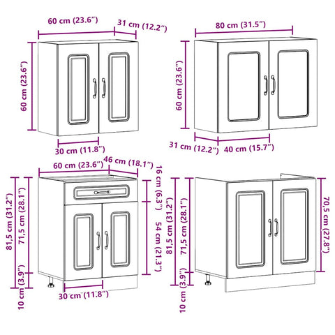 vidaXL 4 Piece Kitchen Cabinet Set Kalmar High Gloss White Engineered Wood