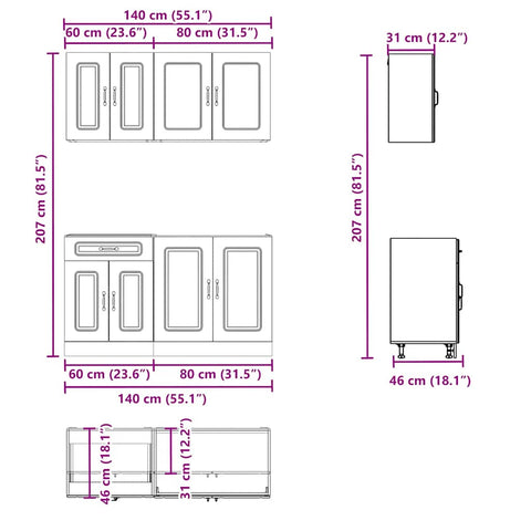 vidaXL 4 Piece Kitchen Cabinet Set Kalmar Brown Oak Engineered Wood