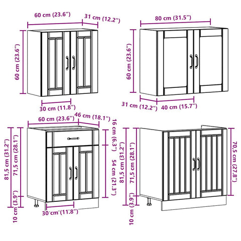 vidaXL 4 Piece Kitchen Cabinet Set Kalmar White Engineered Wood
