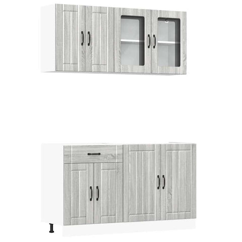 vidaXL 4 Piece Kitchen Cabinet Set Lucca Grey Sonoma Engineered Wood