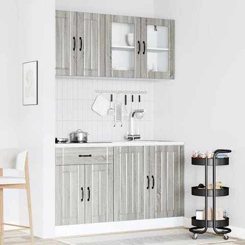 vidaXL 4 Piece Kitchen Cabinet Set Lucca Grey Sonoma Engineered Wood