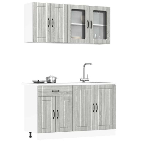 vidaXL 4 Piece Kitchen Cabinet Set Lucca Grey Sonoma Engineered Wood
