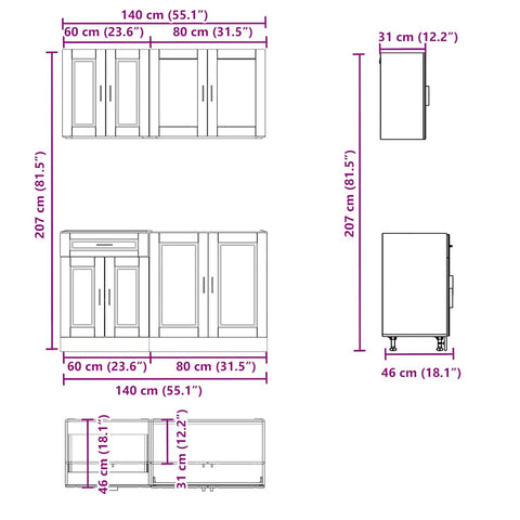 vidaXL 4 Piece Kitchen Cabinet Set Porto White Engineered Wood