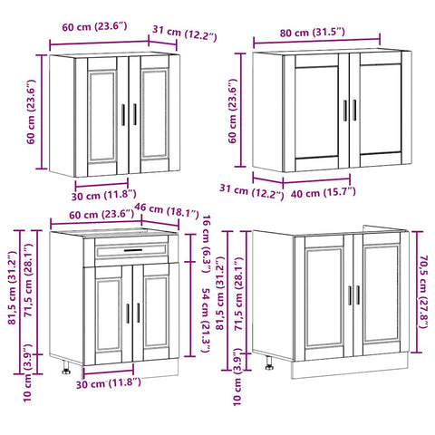 vidaXL 4 Piece Kitchen Cabinet Set Porto White Engineered Wood
