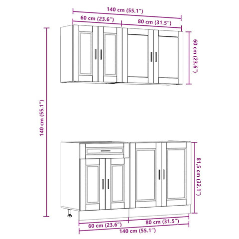 vidaXL 4 Piece Kitchen Cabinet Set Porto White Engineered Wood
