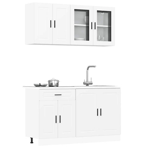 vidaXL 4 Piece Kitchen Cabinet Set Porto White Engineered Wood