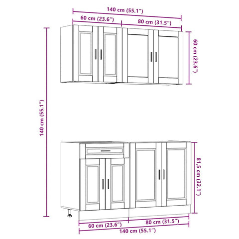 vidaXL 4 Piece Kitchen Cabinet Set Kalmar Black Engineered Wood