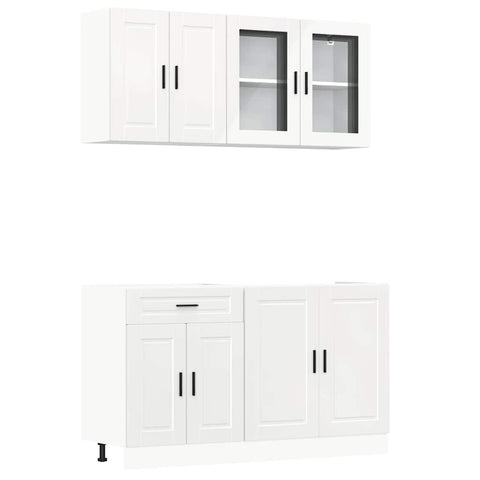 vidaXL 4 Piece Kitchen Cabinet Set Kalmar High Gloss White Engineered Wood