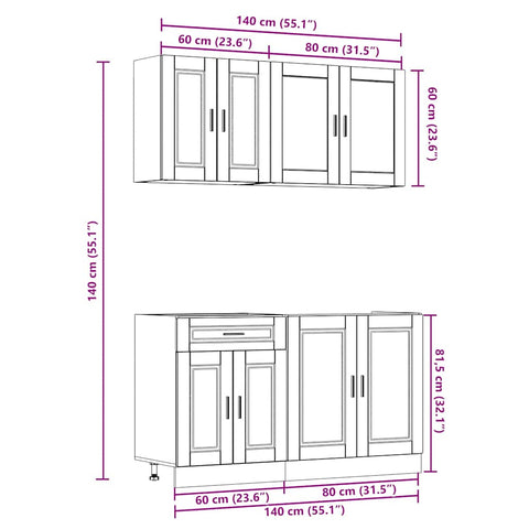 vidaXL 4 Piece Kitchen Cabinet Set Porto Grey Sonoma Engineered Wood