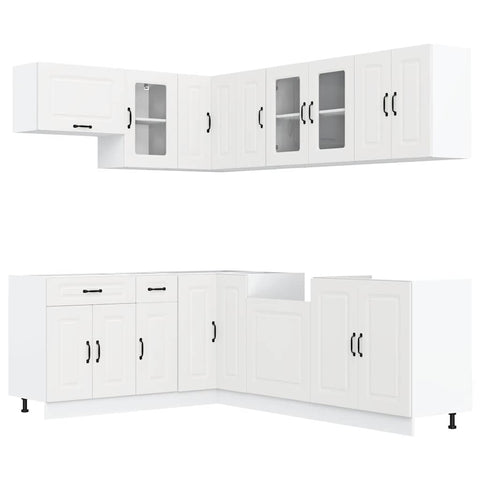 vidaXL 11 Piece Kitchen Cabinet Set Kalmar White Engineered Wood