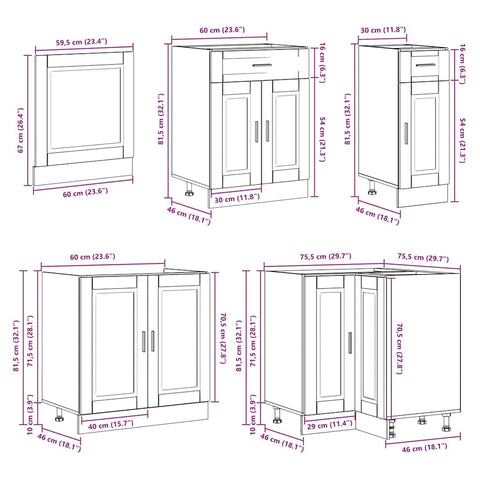 vidaXL 11 Piece Kitchen Cabinet Set Porto White Engineered Wood