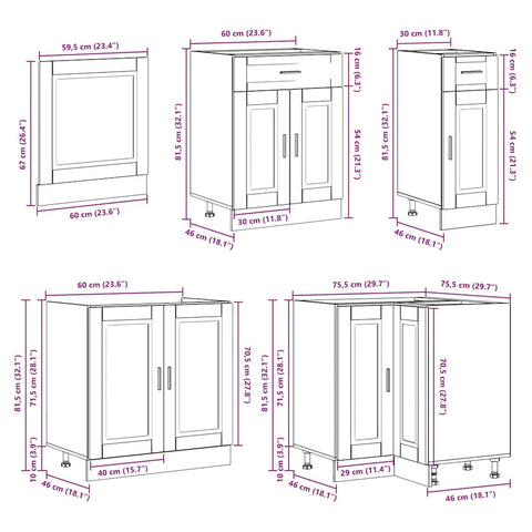vidaXL 11 Piece Kitchen Cabinet Set Porto Gloss White Engineered Wood
