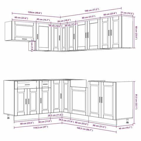 vidaXL 11 Piece Kitchen Cabinet Set Porto Sonoma Oak Engineered Wood