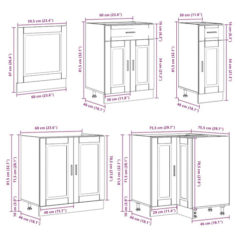 vidaXL 11 Piece Kitchen Cabinet Set Porto Sonoma Oak Engineered Wood