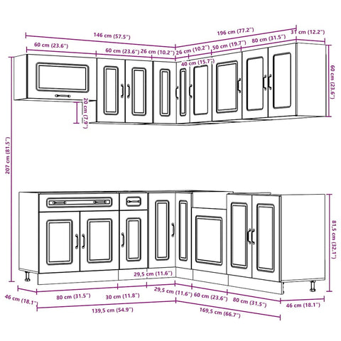 vidaXL 11 Piece Kitchen Cabinet Set Kalmar White Engineered Wood