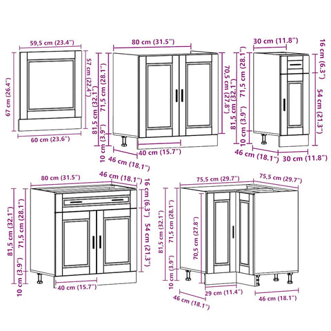 vidaXL 11 Piece Kitchen Cabinet Set Porto Grey Sonoma Engineered Wood