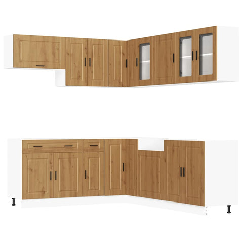 vidaXL 11 Piece Kitchen Cabinet Set Porto Artisan Oak Engineered Wood