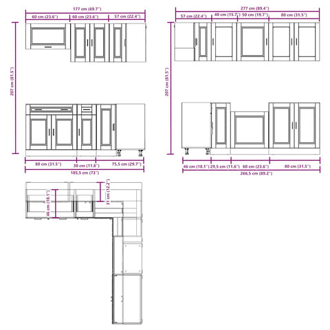 vidaXL 11 Piece Kitchen Cabinet Set Porto Artisan Oak Engineered Wood