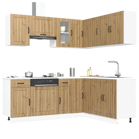 vidaXL 11 Piece Kitchen Cabinet Set Kalmar Artisan Oak Engineered Wood