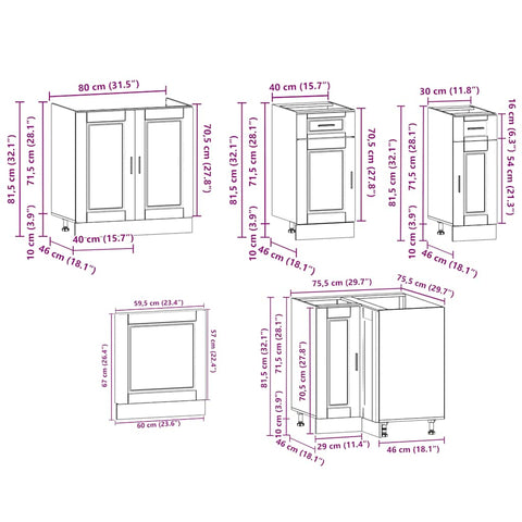 vidaXL 11 Piece Kitchen Cabinet Set Porto Grey Sonoma Engineered Wood