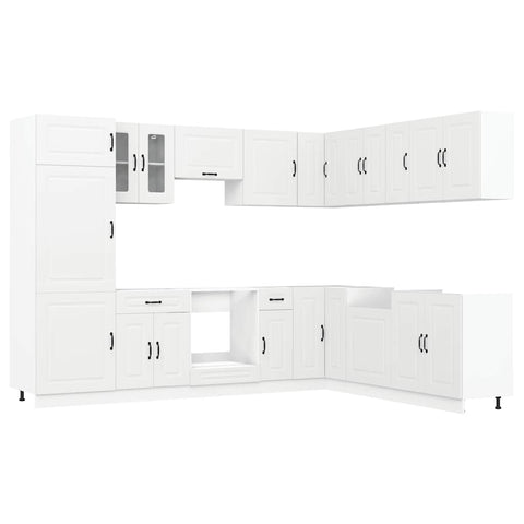 vidaXL 14 Piece Kitchen Cabinet Set Kalmar White Engineered Wood