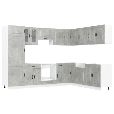 vidaXL 14 Piece Kitchen Cabinet Set Kalmar Concrete Grey Engineered Wood