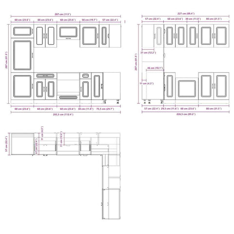vidaXL 14 Piece Kitchen Cabinet Set Kalmar Concrete Grey Engineered Wood