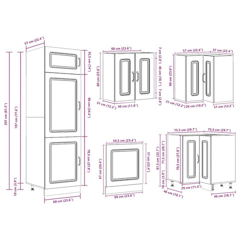 vidaXL 14 Piece Kitchen Cabinet Set Kalmar Concrete Grey Engineered Wood