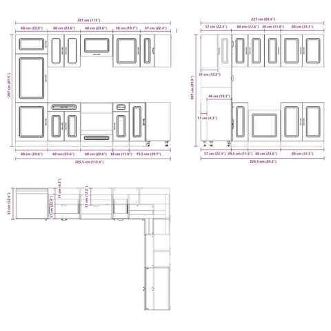 vidaXL 14 Piece Kitchen Cabinet Set Kalmar Grey Sonoma Engineered Wood