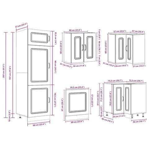 vidaXL 14 Piece Kitchen Cabinet Set Kalmar Grey Sonoma Engineered Wood