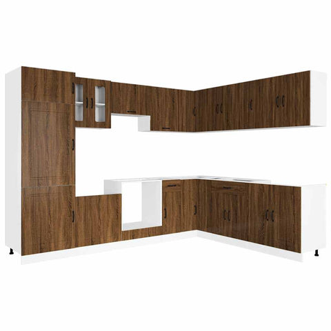 vidaXL 14 Piece Kitchen Cabinet Set Kalmar Brown Oak Engineered Wood