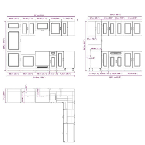 vidaXL 14 Piece Kitchen Cabinet Set Kalmar Brown Oak Engineered Wood