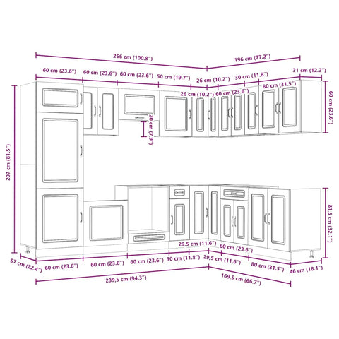 vidaXL 14 Piece Kitchen Cabinet Set Kalmar Brown Oak Engineered Wood