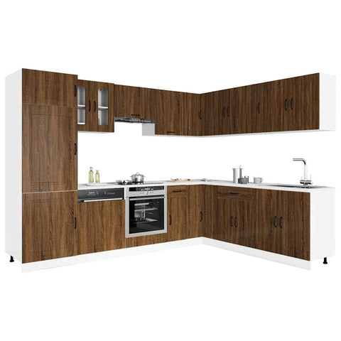 vidaXL 14 Piece Kitchen Cabinet Set Kalmar Brown Oak Engineered Wood