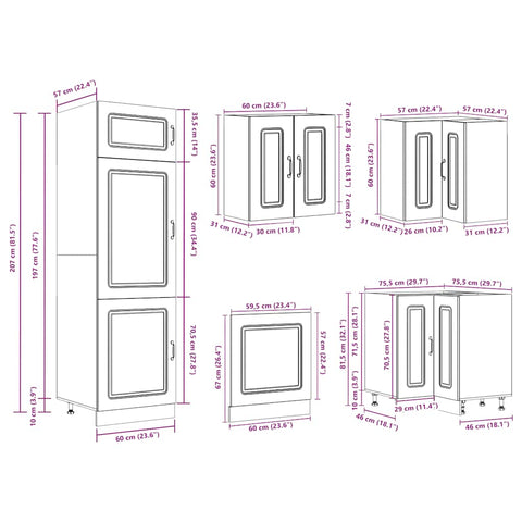 vidaXL 14 Piece Kitchen Cabinet Set Kalmar Old Wood Engineered Wood