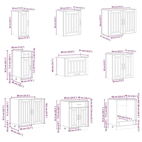 vidaXL 14 Piece Kitchen Cabinet Set Lucca White Engineered Wood