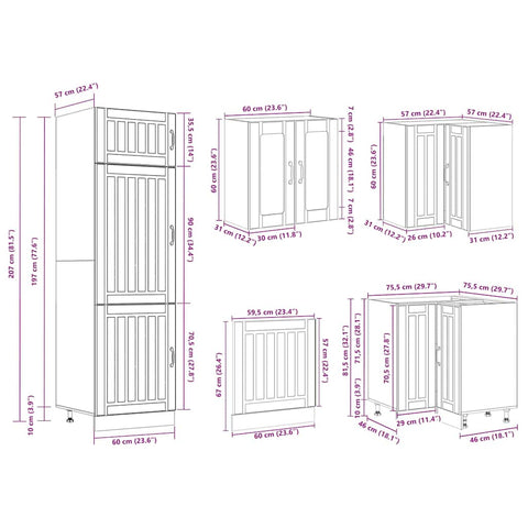 vidaXL 14 Piece Kitchen Cabinet Set Lucca Black Engineered Wood