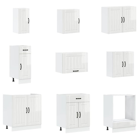 vidaXL 14 Piece Kitchen Cabinet Set Lucca Gloss White Engineered Wood