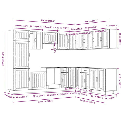vidaXL 14 Piece Kitchen Cabinet Set Lucca Gloss White Engineered Wood